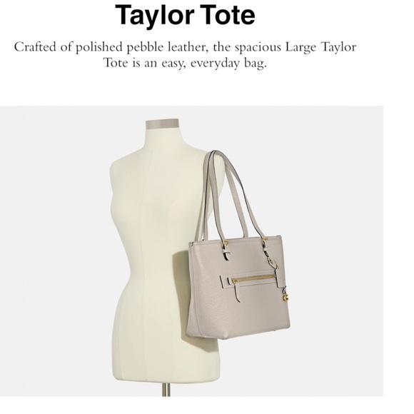Coach Polished Pebble Leather Taylor Tote with C Dangle Charm - Picture 9 of 13
